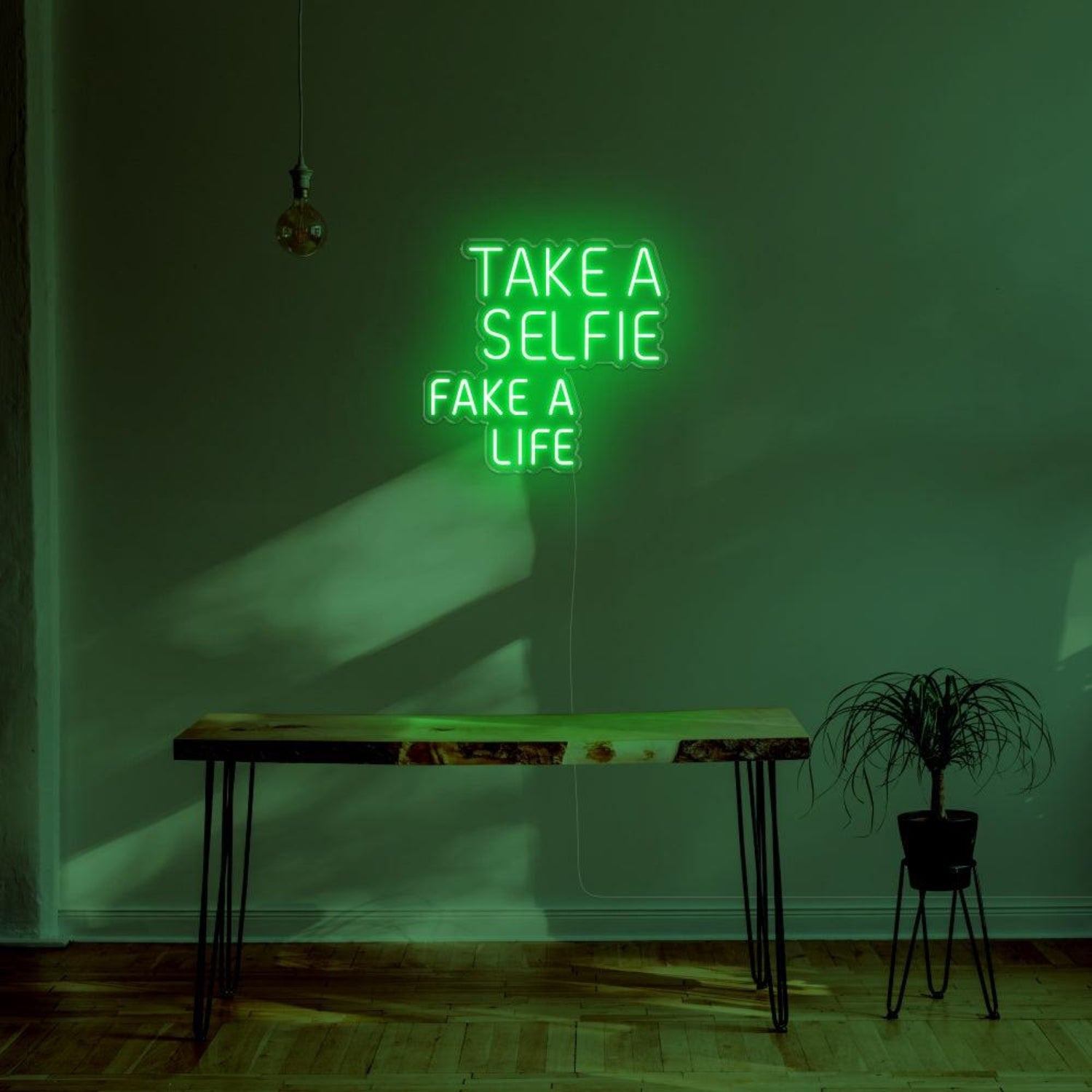 Take A Selfie Fake A Life Yellow Led Neon Sign For Modern Home Cafe Decor | Shineneon