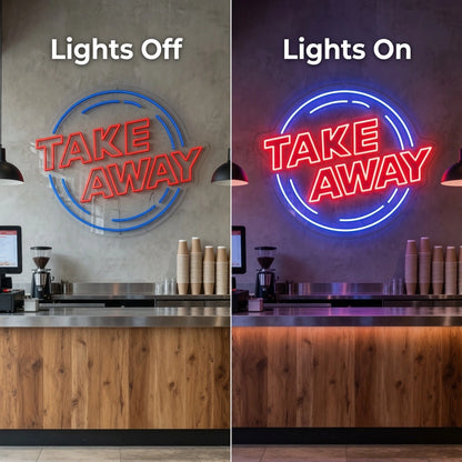 Take Away Wall Decor LED Neon Sign - 06 Day Night Comparison