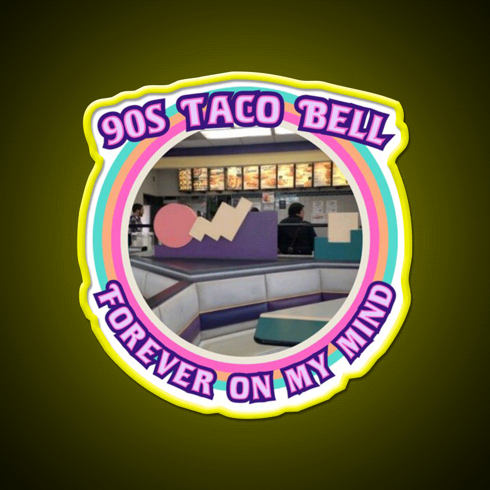 Take Me Back To 90S Taco Bell Fast Food Led Neon Sign For Burger Place Rgb Color - Custom LED neon sign front view