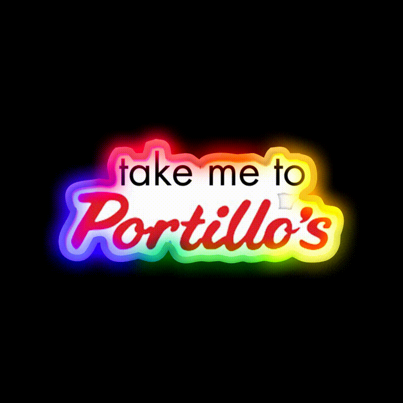 Take Me To Portillos Fast Food Led Neon Sign For Burger Place Rgb Color - LED neon sign close-up detail