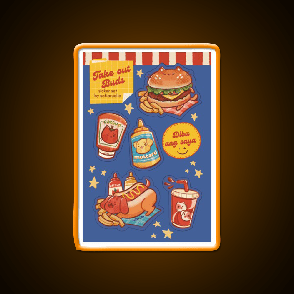 Take Out Buds Fast Food Led Neon Sign For Burger Place Rgb Color - Shineneon