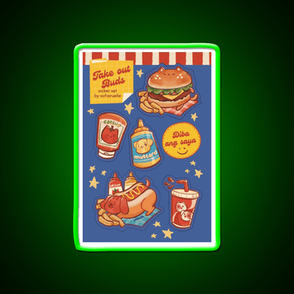 Take Out Buds Fast Food Led Neon Sign For Burger Place Rgb Color - Shineneon