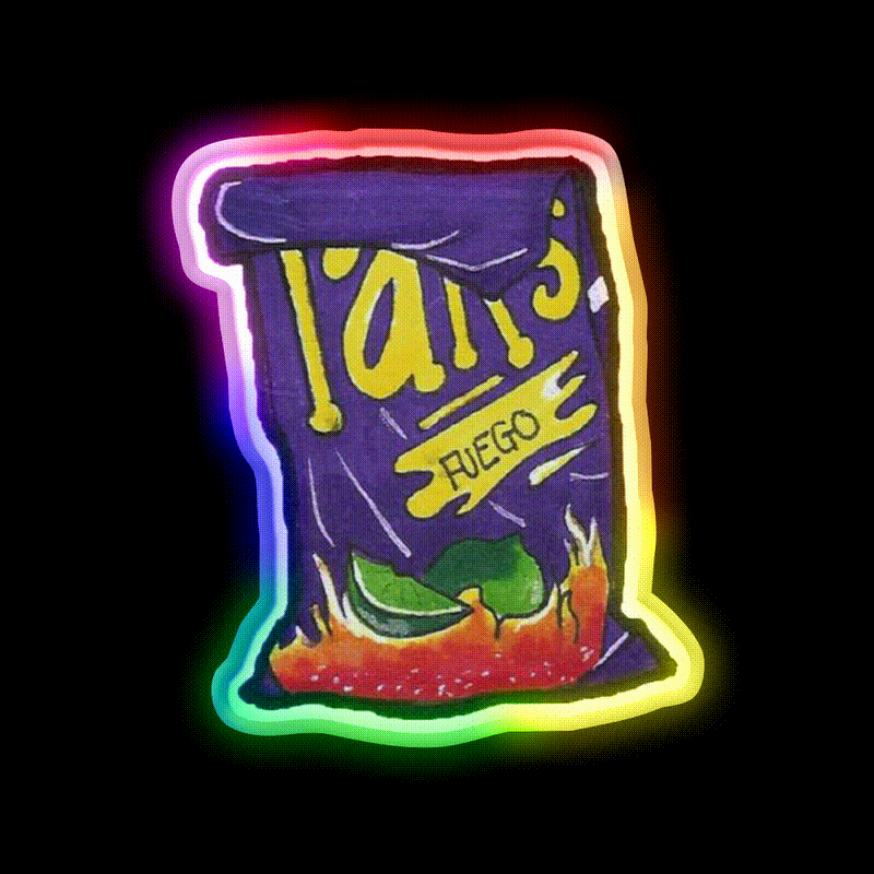 Takis Snack Food Led Neon Sign Rgb Color - LED neon sign close-up detail