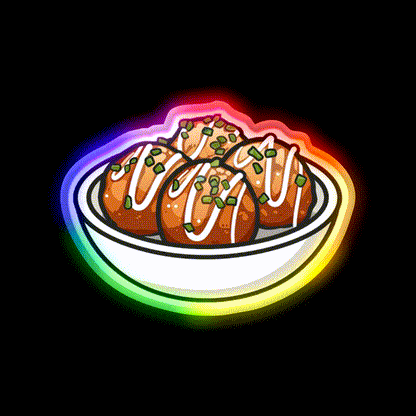 Takoyaki Ball Shaped Japanese Snack Food Led Neon Sign For Snack Room Rgb Color - LED neon sign close-up detail