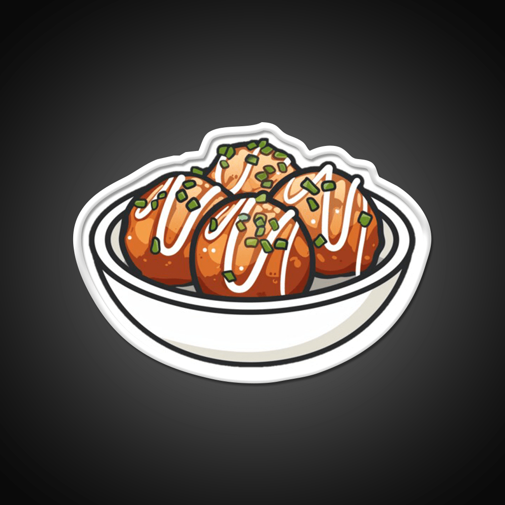 Takoyaki Ball Shaped Japanese Snack Food Led Neon Sign For Snack Room Rgb Color - Shineneon