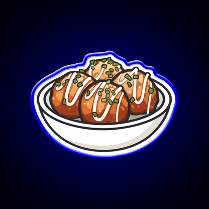 Takoyaki Ball Shaped Japanese Snack Food Led Neon Sign For Snack Room Rgb Color - Shineneon
