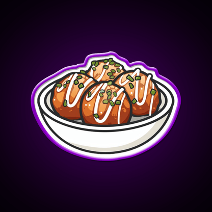Takoyaki Ball Shaped Japanese Snack Food Led Neon Sign For Snack Room Rgb Color - Shineneon