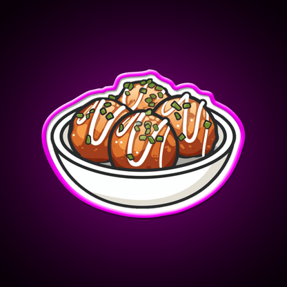 Takoyaki Ball Shaped Japanese Snack Food Led Neon Sign For Snack Room Rgb Color - Shineneon