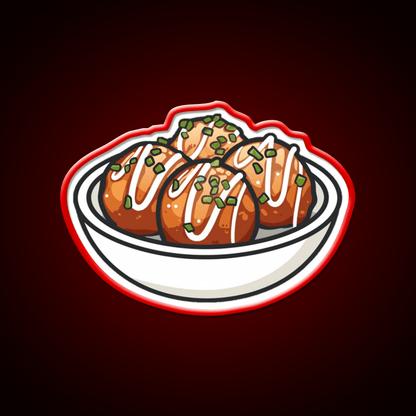 Takoyaki Ball Shaped Japanese Snack Food Led Neon Sign For Snack Room Rgb Color - Shineneon