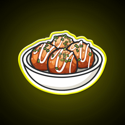 Takoyaki Ball Shaped Japanese Snack Food Led Neon Sign For Snack Room Rgb Color - Custom LED neon sign front view