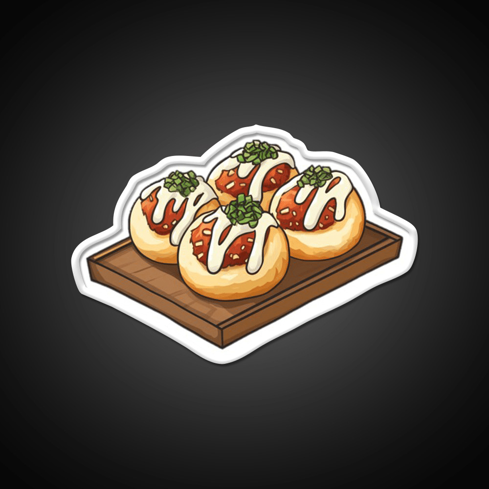 Takoyaki Ball Shaped Japanese Snack Food Led Neon Sign For Vending Area Rgb Color - Shineneon