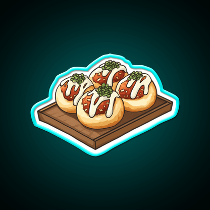 Takoyaki Ball Shaped Japanese Snack Food Led Neon Sign For Vending Area Rgb Color - Shineneon