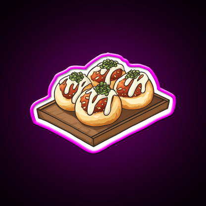 Takoyaki Ball Shaped Japanese Snack Food Led Neon Sign For Vending Area Rgb Color - Shineneon