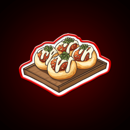 Takoyaki Ball Shaped Japanese Snack Food Led Neon Sign For Vending Area Rgb Color - Shineneon
