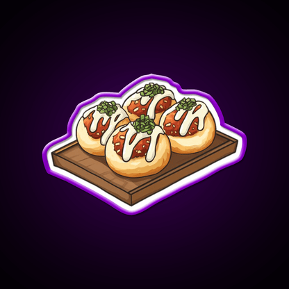 Takoyaki Ball Shaped Japanese Snack Food Led Neon Sign For Vending Area Rgb Color - Shineneon