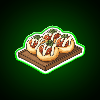 Takoyaki Ball Shaped Japanese Snack Food Led Neon Sign For Vending Area Rgb Color - Shineneon