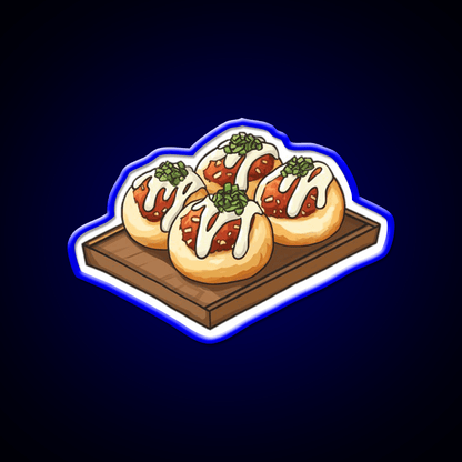 Takoyaki Ball Shaped Japanese Snack Food Led Neon Sign For Vending Area Rgb Color - Shineneon
