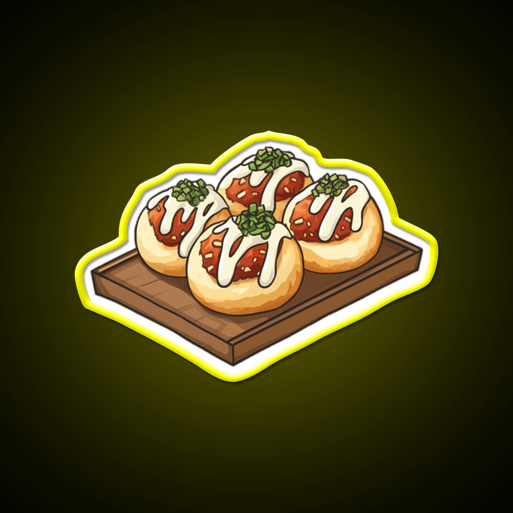 Takoyaki Ball Shaped Japanese Snack Food Led Neon Sign For Vending Area Rgb Color - Shineneon