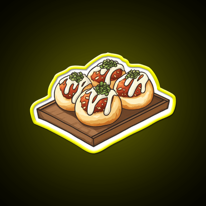 Takoyaki Ball Shaped Japanese Snack Food Led Neon Sign For Vending Area Rgb Color - Shineneon