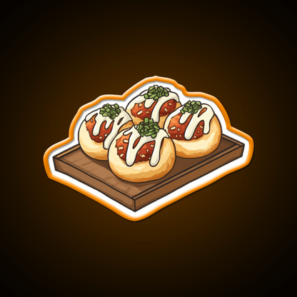Takoyaki Ball Shaped Japanese Snack Food Led Neon Sign For Vending Area Rgb Color - Shineneon