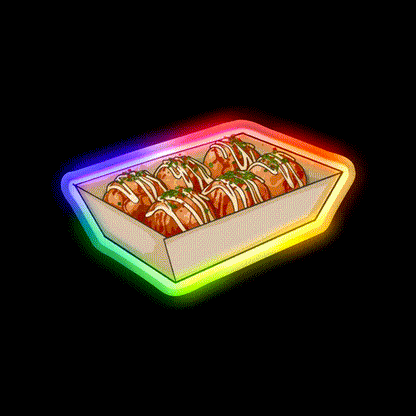 Takoyaki Ball Shaped Japanese Snack Food Led Neon Sign Rgb Color - LED neon sign close-up detail