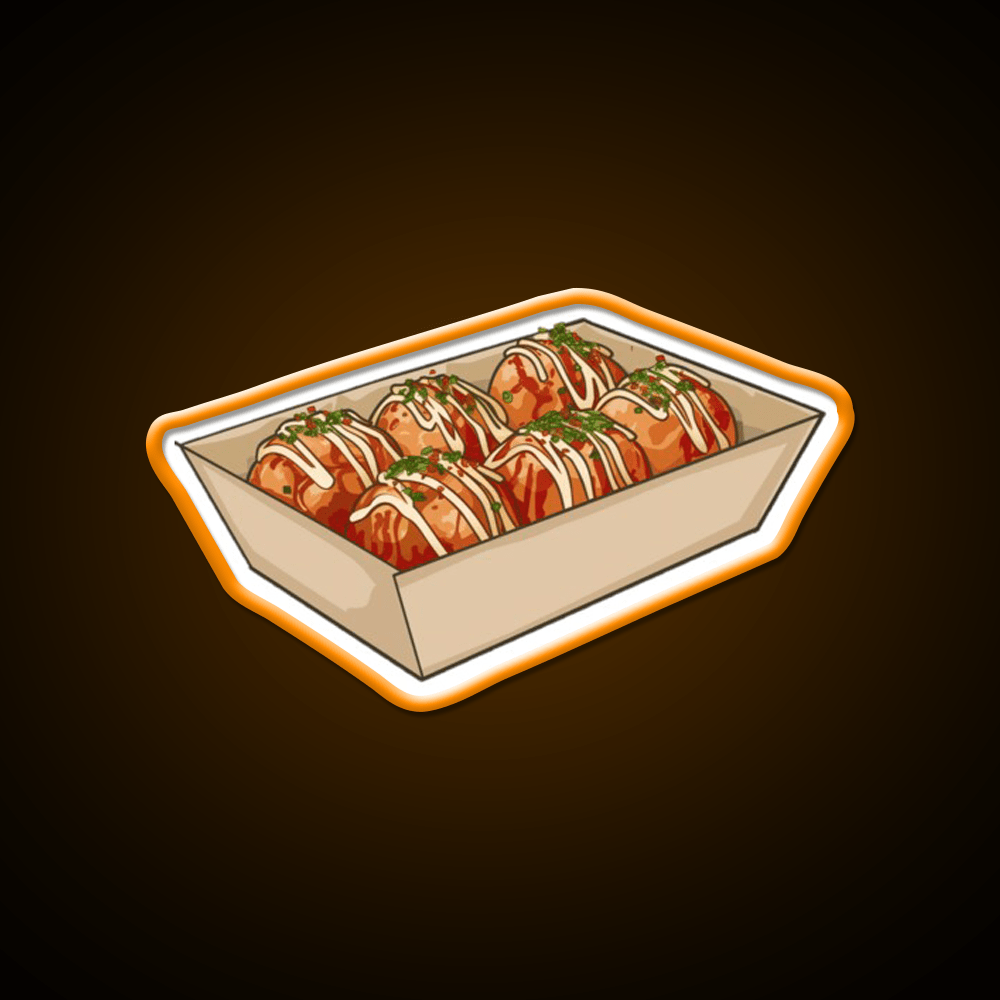 Takoyaki Ball Shaped Japanese Snack Food Led Neon Sign Rgb Color - Shineneon