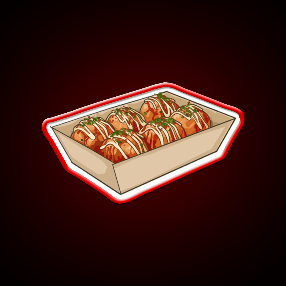 Takoyaki Ball Shaped Japanese Snack Food Led Neon Sign Rgb Color - Shineneon