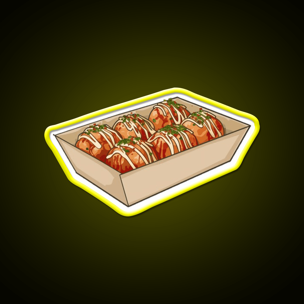 Takoyaki Ball Shaped Japanese Snack Food Led Neon Sign Rgb Color - Shineneon