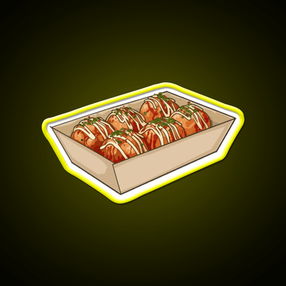 Takoyaki Ball Shaped Japanese Snack Food Led Neon Sign Rgb Color - Shineneon