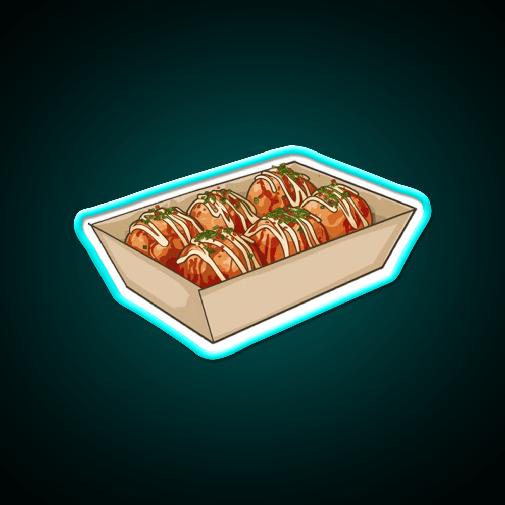 Takoyaki Ball Shaped Japanese Snack Food Led Neon Sign Rgb Color - Shineneon