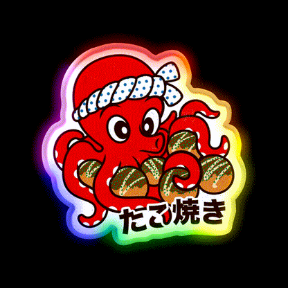 Takoyaki Snack Food Led Neon Sign Rgb Color - LED neon sign close-up detail