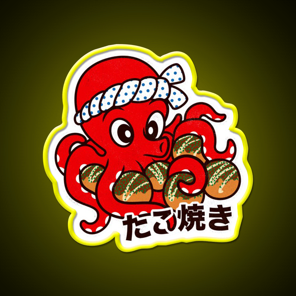 Takoyaki Snack Food Led Neon Sign Rgb Color - Custom LED neon sign front view