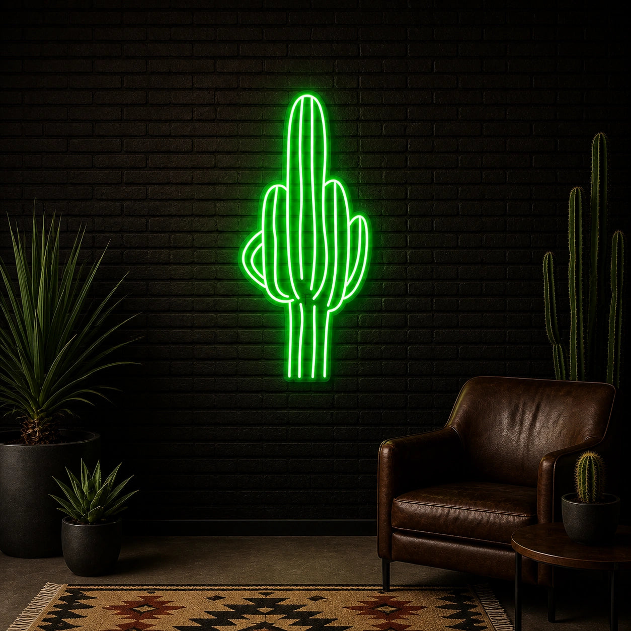 Tall Saguaro Cactus Vintage LED Neon Sign size image