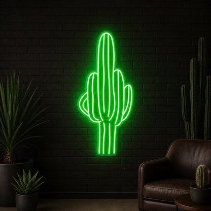 Tall Saguaro Cactus Vintage LED Neon Sign main product image