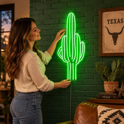 Tall Saguaro Cactus Vintage LED Neon Sign Garage Neon Sign - Shineneon