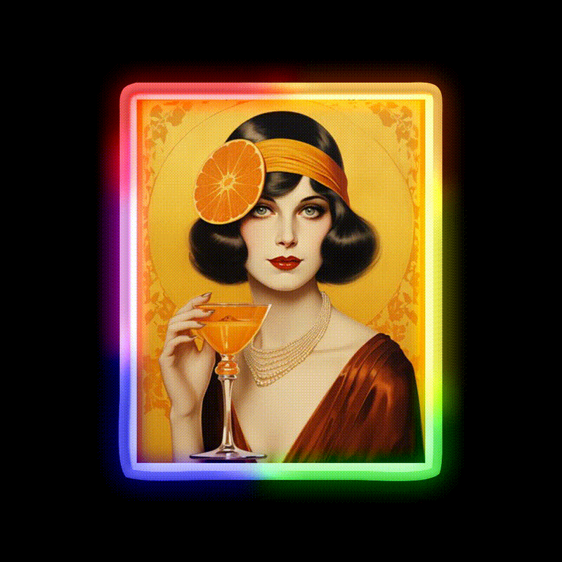 Tangerine Lady Cocktail Bar Decor Led Neon Sign Rgb Color - LED neon sign close-up detail