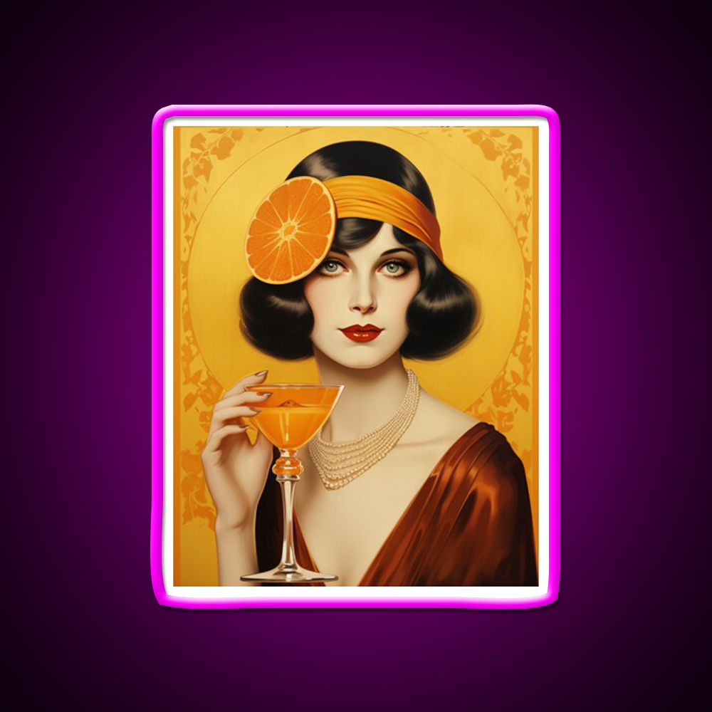 Tangerine Lady Cocktail Bar Decor Led Neon Sign Rgb Color - Neon sign mounted on wall in room