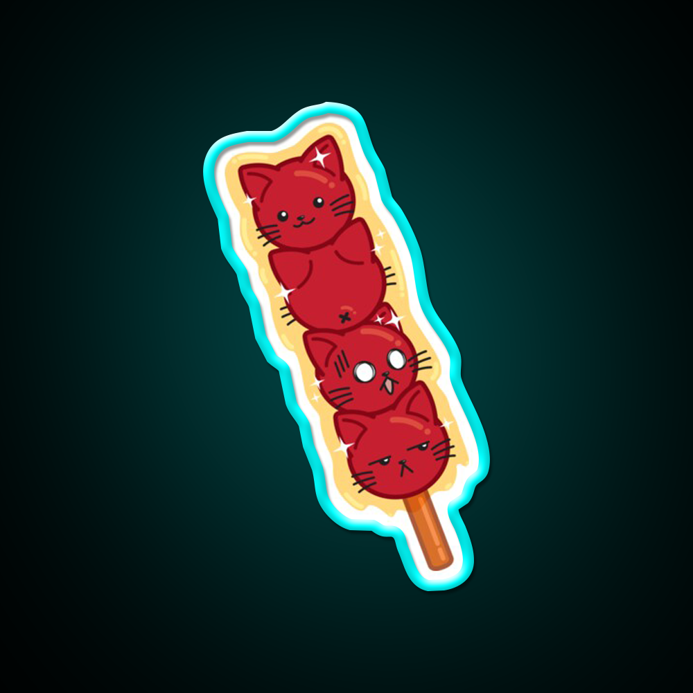 Tanghulu Cats Led Neon Sign Chinese Food Rgb Color