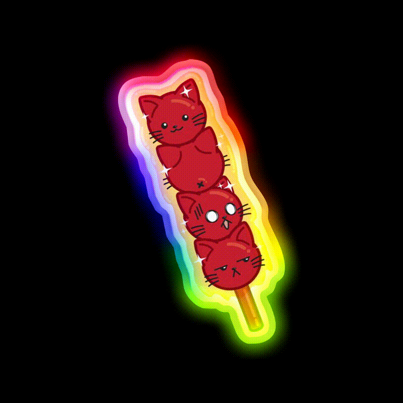 Tanghulu Cats Led Neon Sign Chinese Food Rgb Color