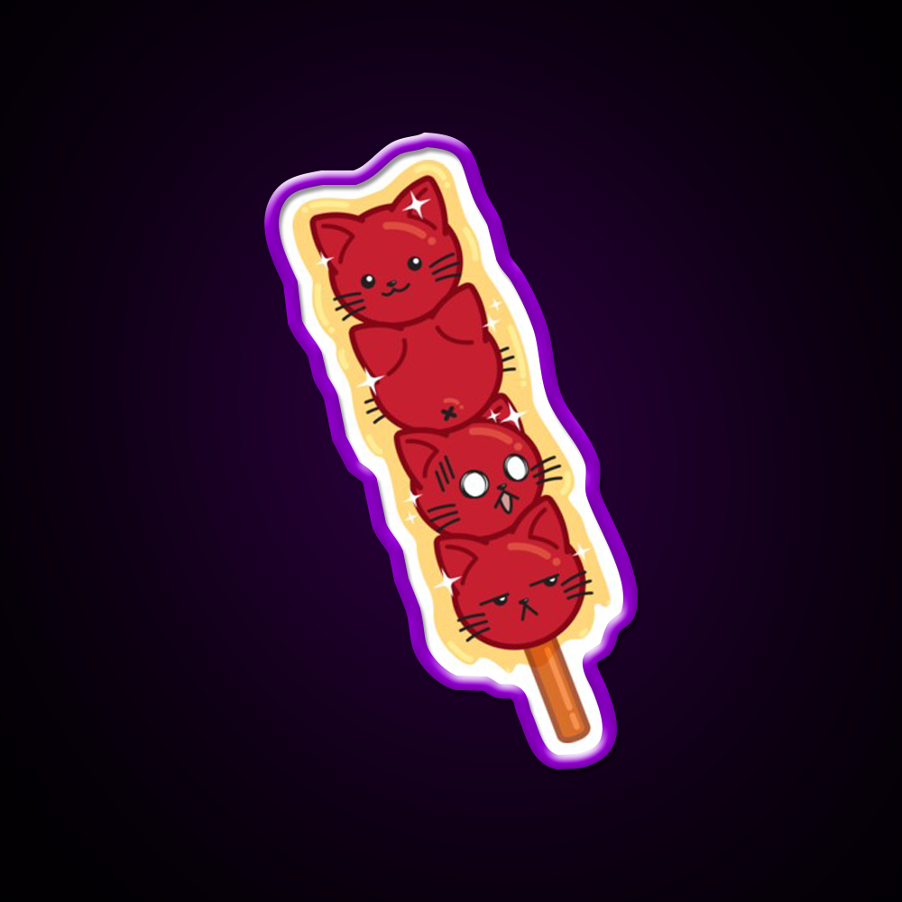 Tanghulu Cats Led Neon Sign Chinese Food Rgb Color