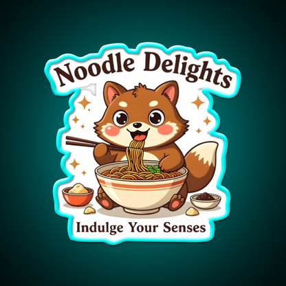 Tanuki Enjoying A Chocolate Soba Noodle Bowl Led Neon Sign Chinese Food Rgb Color - Size and dimension reference