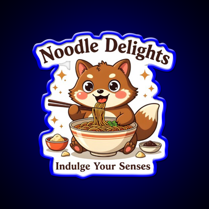 Tanuki Enjoying A Chocolate Soba Noodle Bowl Led Neon Sign Chinese Food Rgb Color - LED neon sign view 5