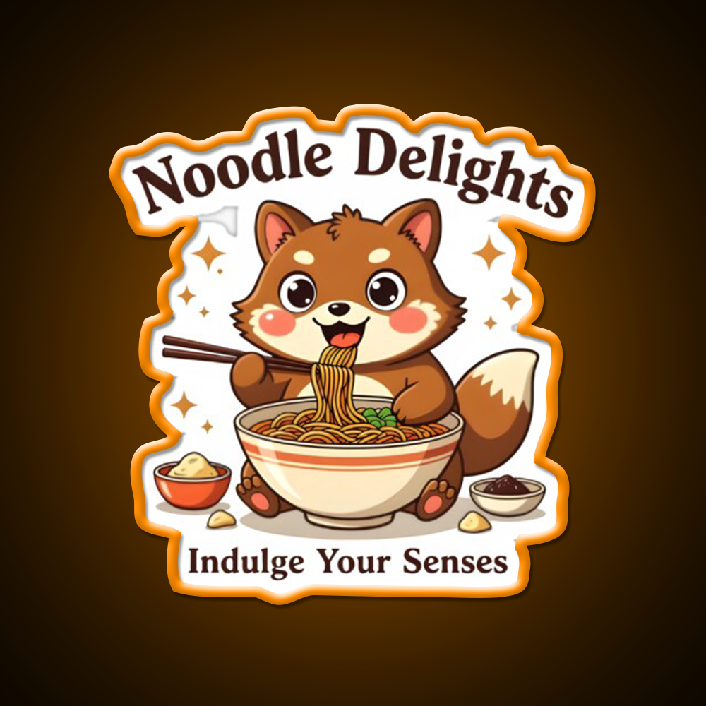 Tanuki Enjoying A Chocolate Soba Noodle Bowl Led Neon Sign Chinese Food Rgb Color - LED neon sign view 6