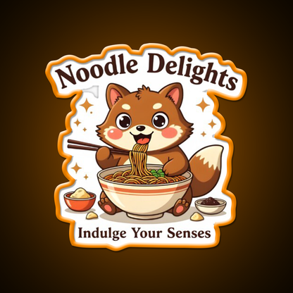 Tanuki Enjoying A Chocolate Soba Noodle Bowl Led Neon Sign Chinese Food Rgb Color - LED neon sign view 6