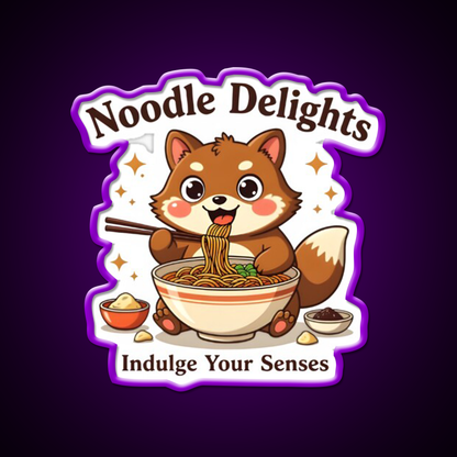 Tanuki Enjoying A Chocolate Soba Noodle Bowl Led Neon Sign Chinese Food Rgb Color - LED neon sign view 9
