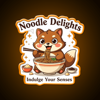 Tanuki Enjoying A Chocolate Soba Noodle Bowl Led Neon Sign Chinese Food Rgb Color - Shineneon
