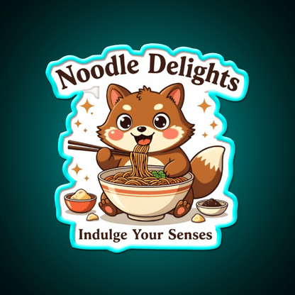 Tanuki Enjoying A Chocolate Soba Noodle Bowl Led Neon Sign Chinese Food Rgb Color - Shineneon