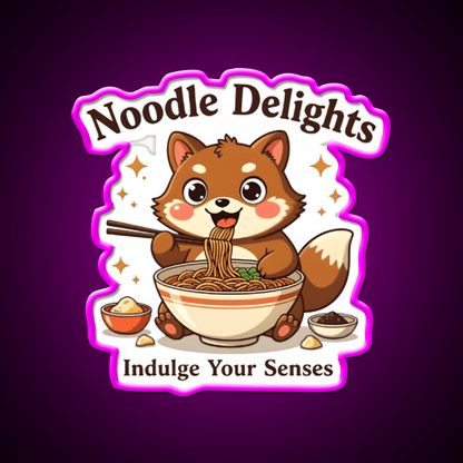 Tanuki Enjoying A Chocolate Soba Noodle Bowl Led Neon Sign Chinese Food Rgb Color - Shineneon