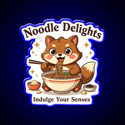 Tanuki Enjoying A Chocolate Soba Noodle Bowl Led Neon Sign Chinese Food Rgb Color - Shineneon