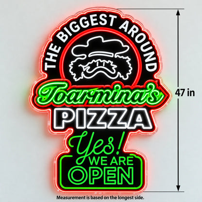 Taormina'S Pizza Custom LED Neon Sign | 5e7c15f29f9261441af9cd5300d8aa8f7e442cf1a3ddfe84c1e74f908117acb8 | dimensions